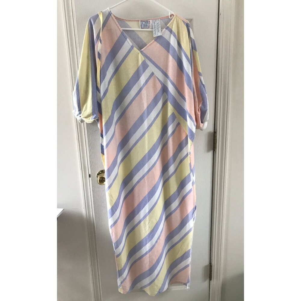 Vtg 1980's Clovis Ruffin Boutique Kaftan Saks Fifth Avenue Purple Yellow Pink